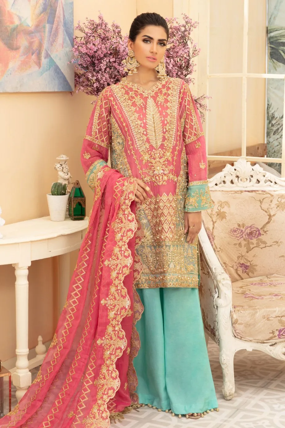 Latest Designer Party Outfit in Pink Color #Y6074