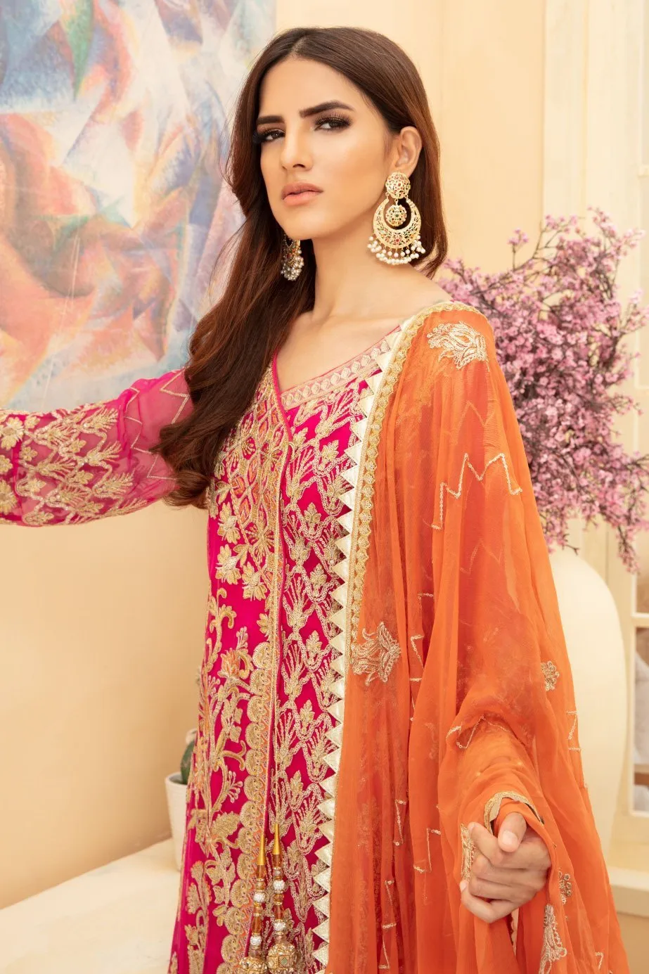 Latest Designer Party Outfit in Pink Color #Y6074