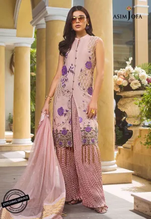 Latest Pakistani dress in dusky lilac color  with floral design # P2209