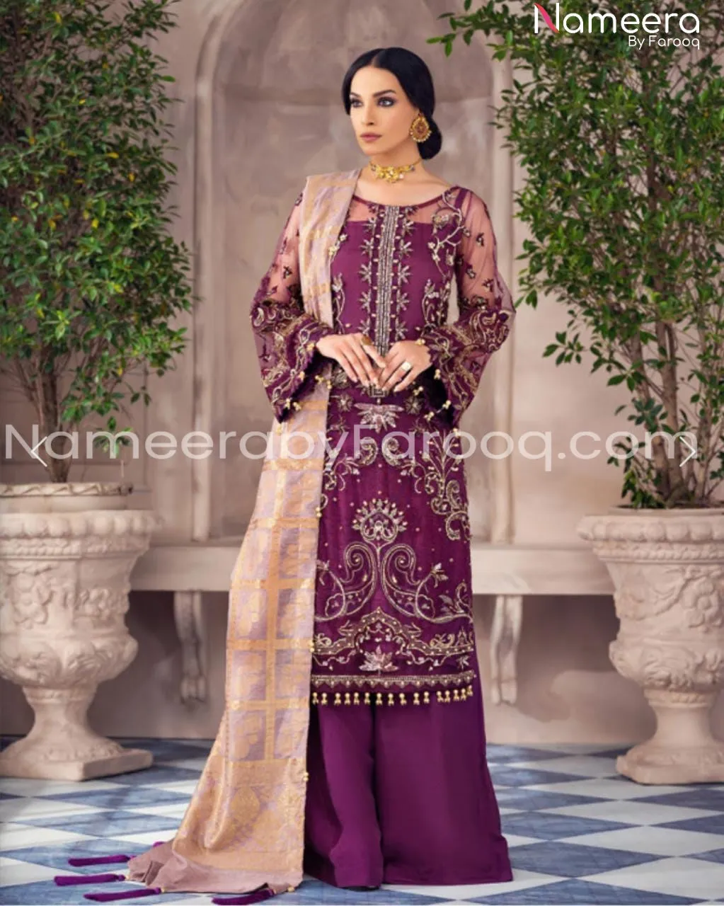 Latest Pakistani Net Embroidered Party Dress #BB115