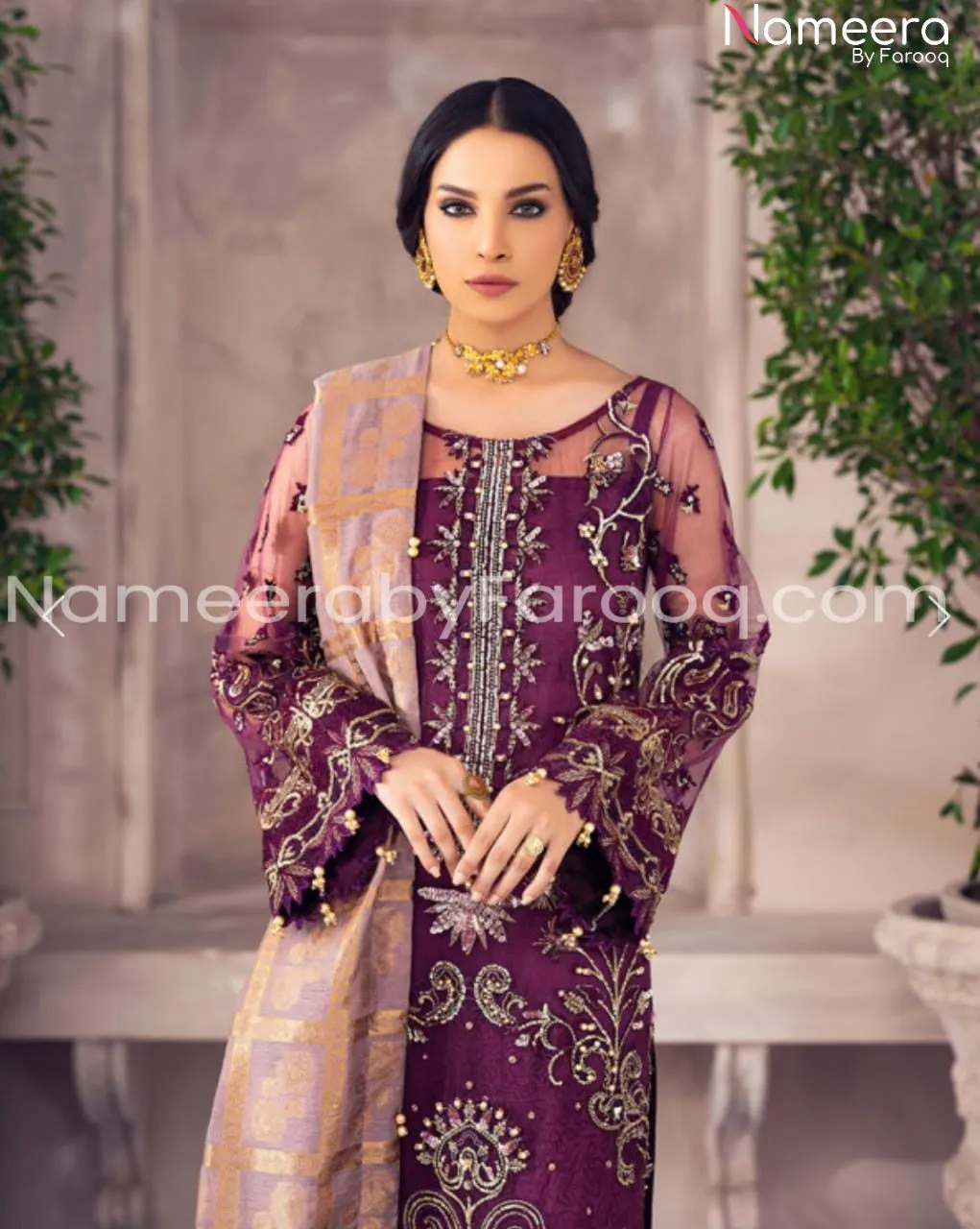 Latest Pakistani Net Embroidered Party Dress #BB115