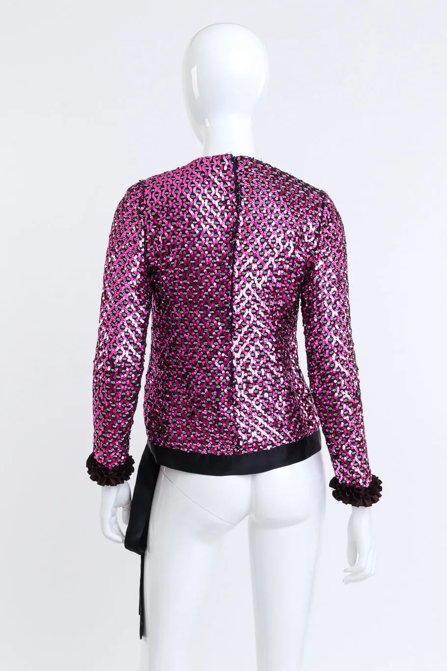 Lattice Sequin Ruffle Top