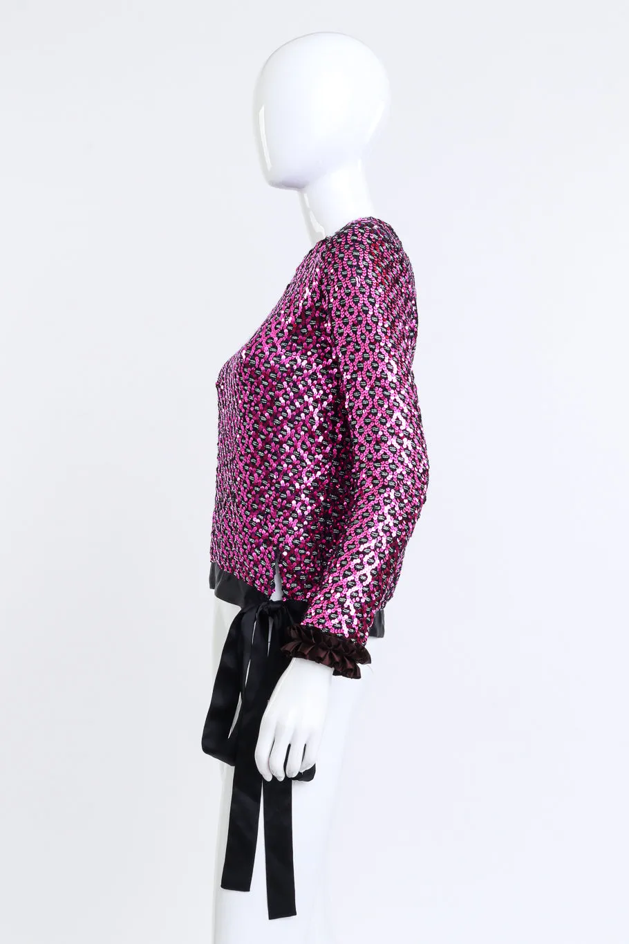 Lattice Sequin Ruffle Top