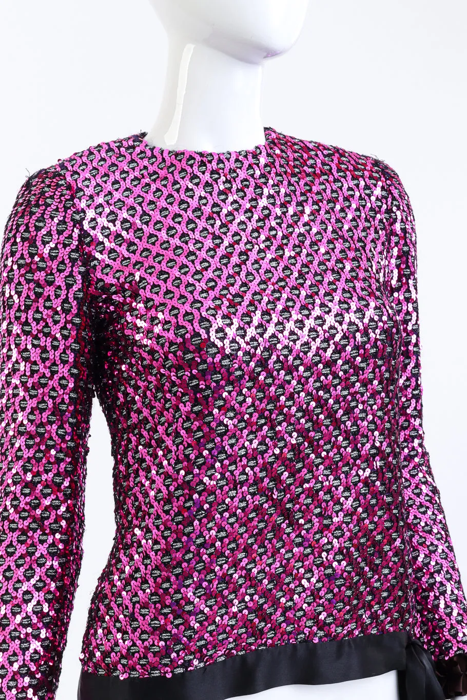 Lattice Sequin Ruffle Top