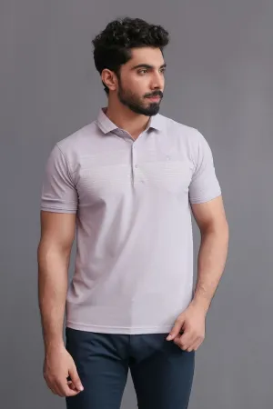 LIGHT GREY STRIPED POLO