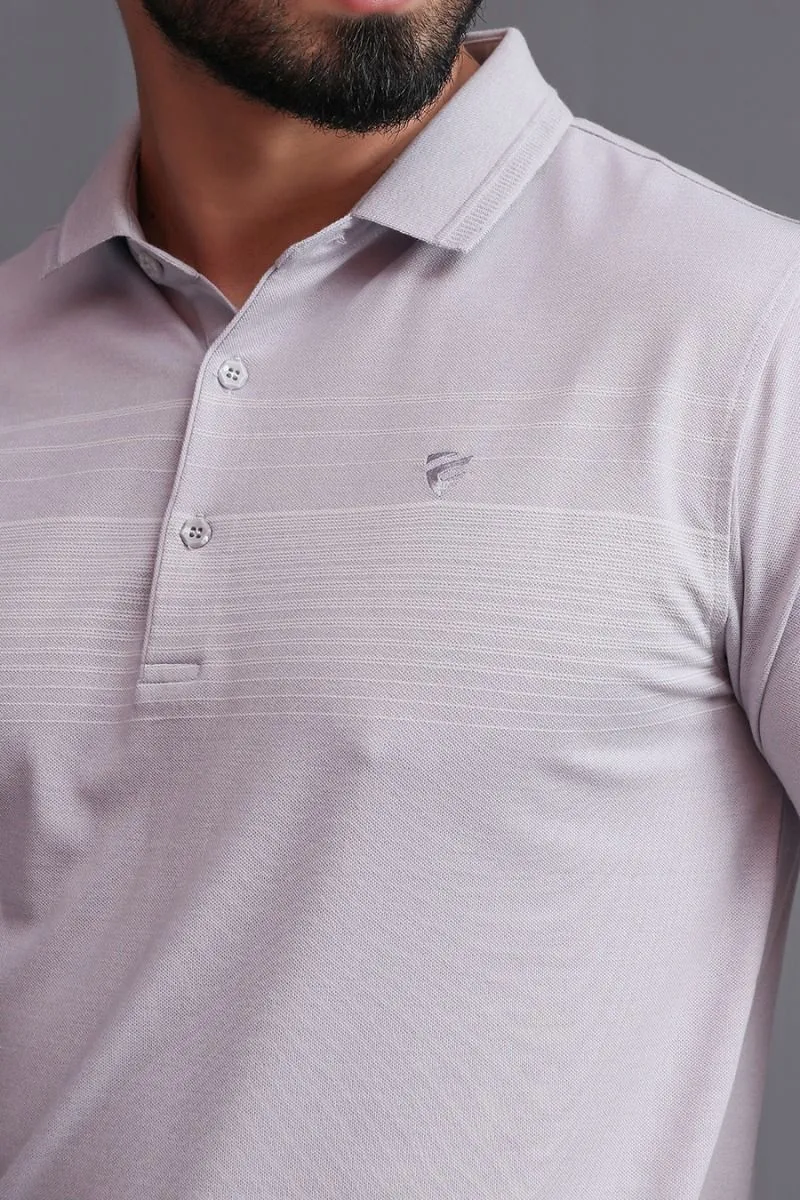 LIGHT GREY STRIPED POLO