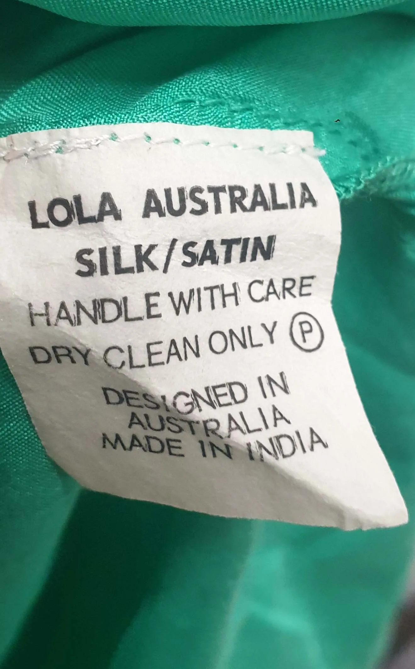 Lola Australia emerald green silk mix long sleeve dress size 10