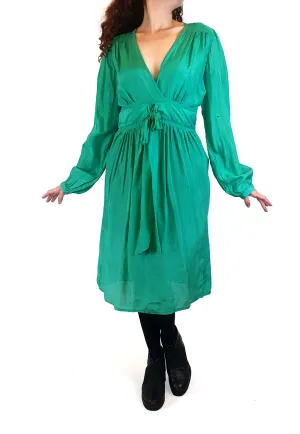 Lola Australia emerald green silk mix long sleeve dress size 10