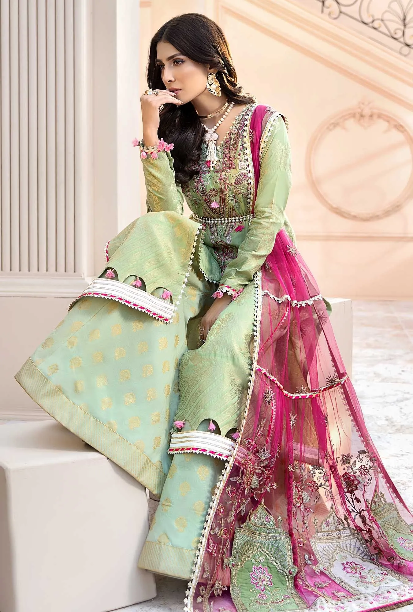 Luxury Lawn Wear 2020 in Green Color #M0123