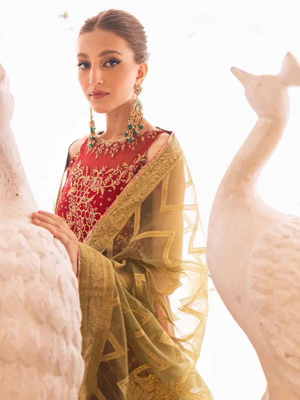Maroon Heavily Embellished Pishwas Style Pakistani Wedding Dress