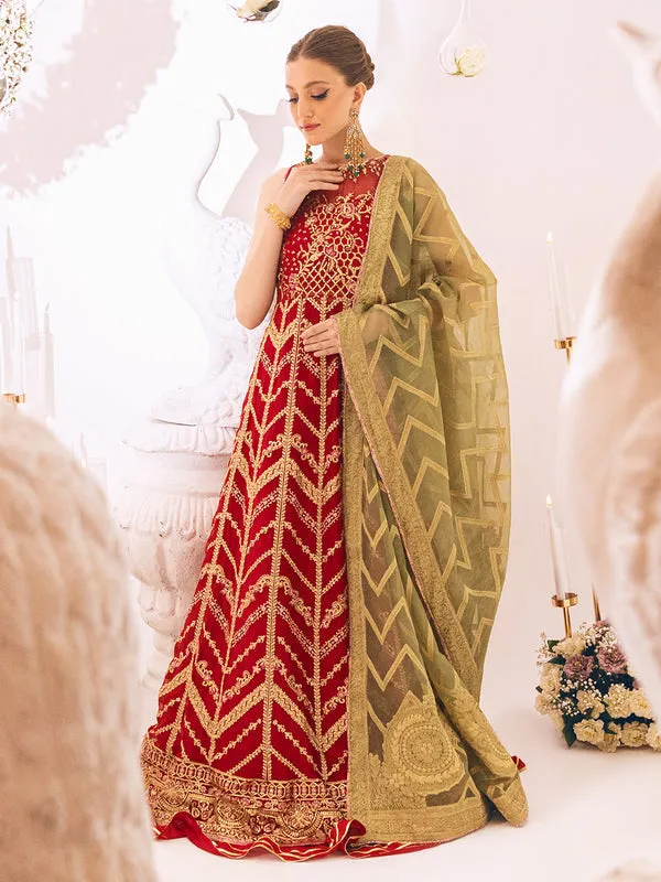 Maroon Heavily Embellished Pishwas Style Pakistani Wedding Dress