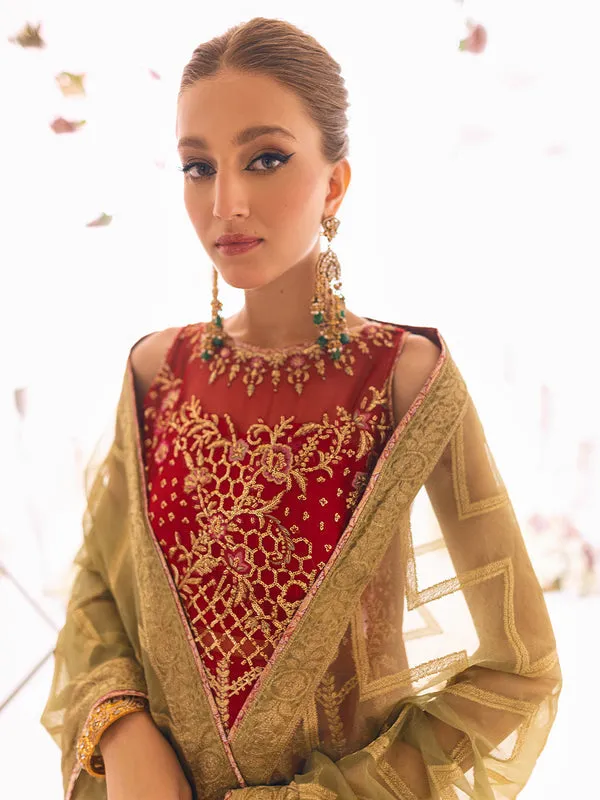 Maroon Heavily Embellished Pishwas Style Pakistani Wedding Dress