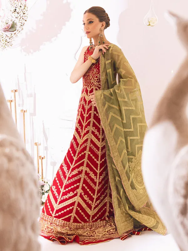Maroon Heavily Embellished Pishwas Style Pakistani Wedding Dress