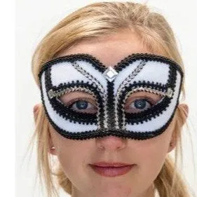 Mask - White with Black & Silver Trims