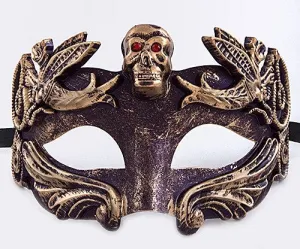 Metallic Finish Skull Mardi Gras Mask