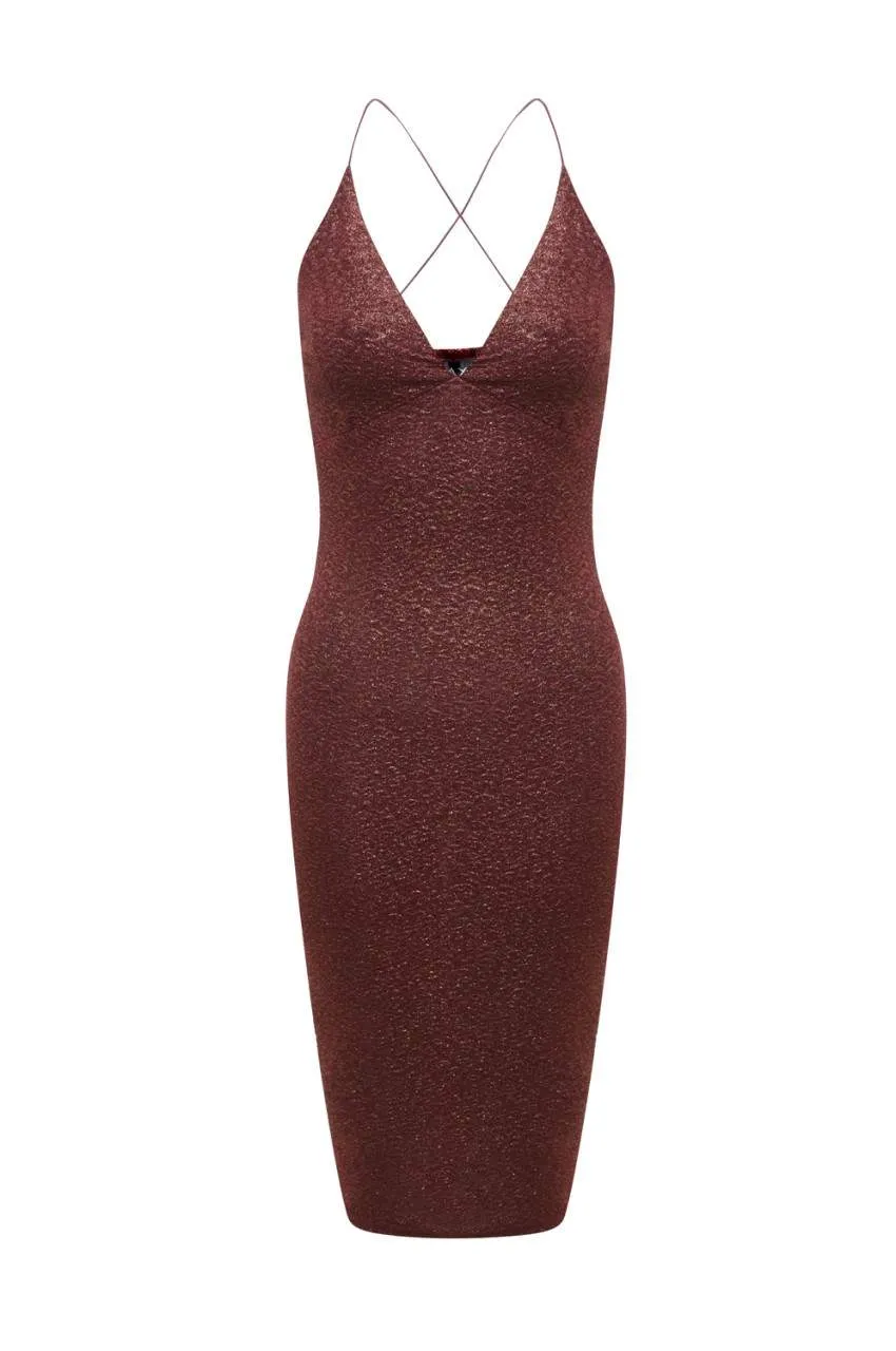 Metallic Strappy Bodycon Dress