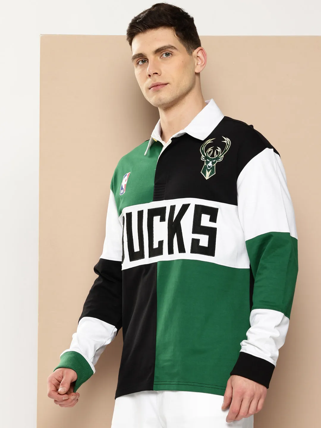 Milwaukee Bucks Embroidered Oversized Polo Full Sleeve