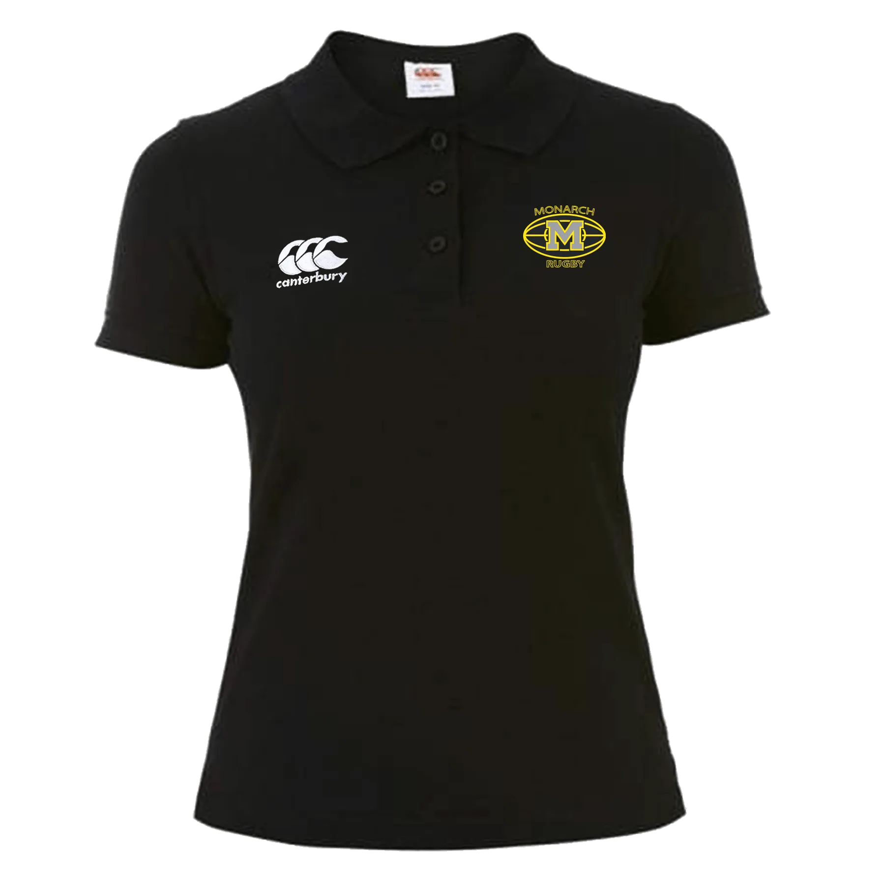 Monarch Rugby Canterbury Women's Black Waimak Rugby Polo