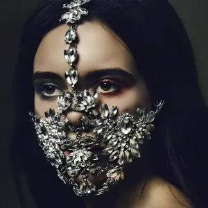 Mystic Crystal Flower Rhinestone Mask