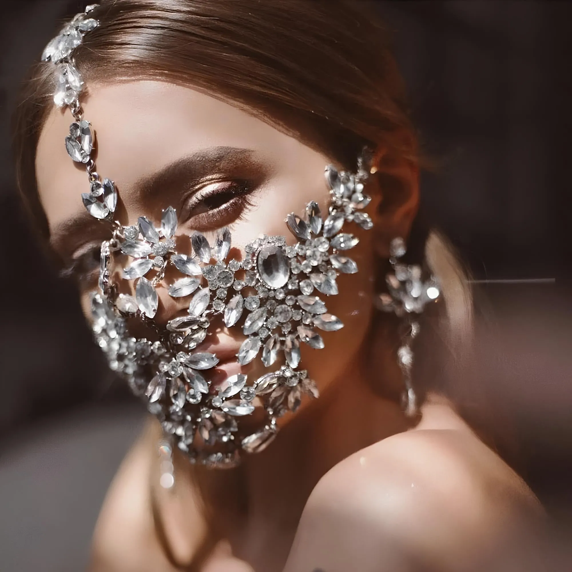 Mystic Crystal Flower Rhinestone Mask