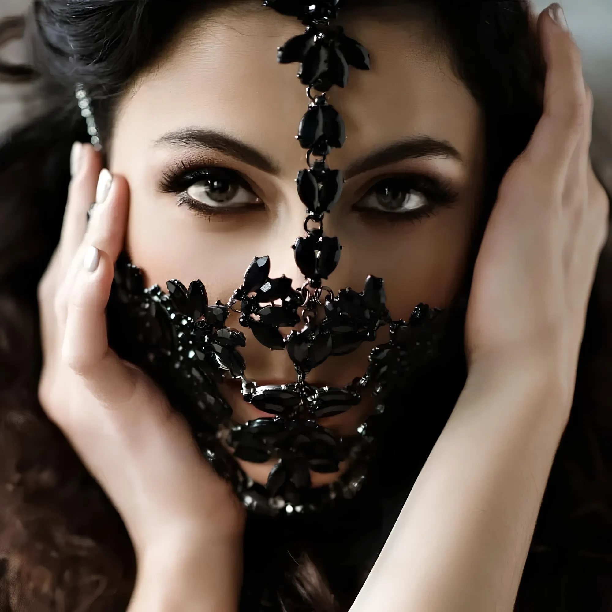 Mystic Crystal Flower Rhinestone Mask