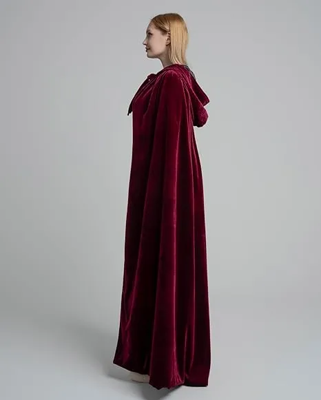 NEW LuckyMjmy Women's Velvet Cloak Renaissance Wedding Cape Red Wine Lined with Black Satin Full Lined, Retails $43