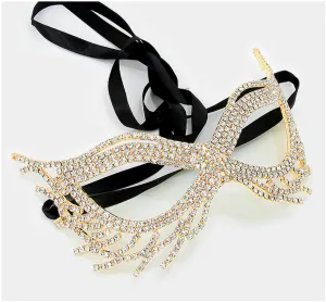 Nohelia Art Deco Modern Masquerade Mask | Gold | Crystal