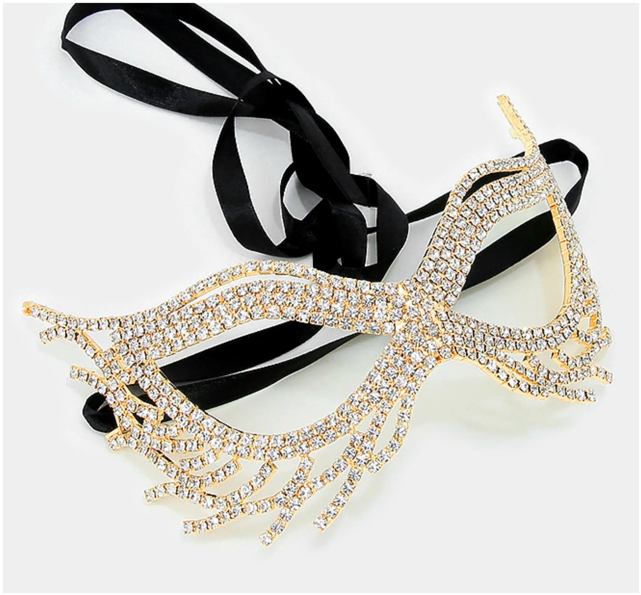 Nohelia Art Deco Modern Masquerade Mask | Gold | Crystal