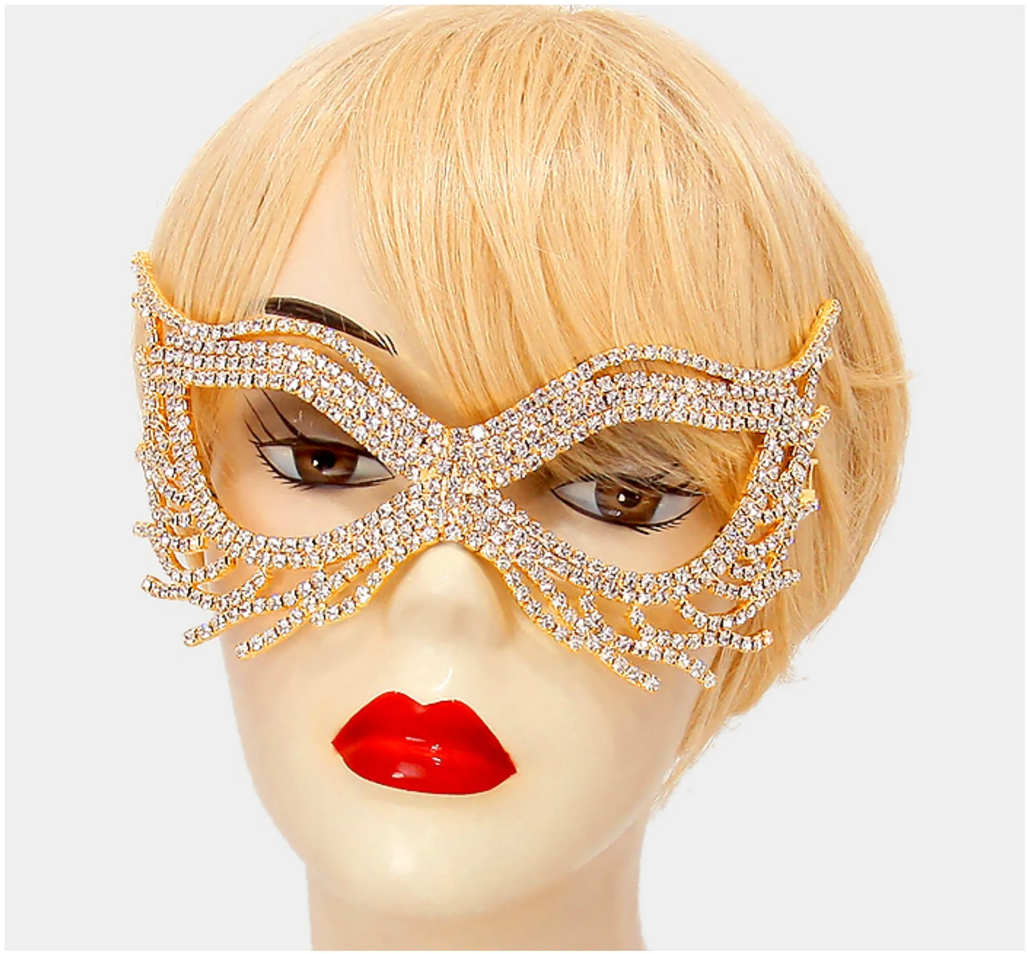 Nohelia Art Deco Modern Masquerade Mask | Gold | Crystal