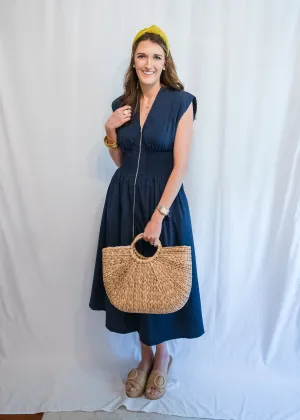 Oh so Chic! Navy Zipper Dress