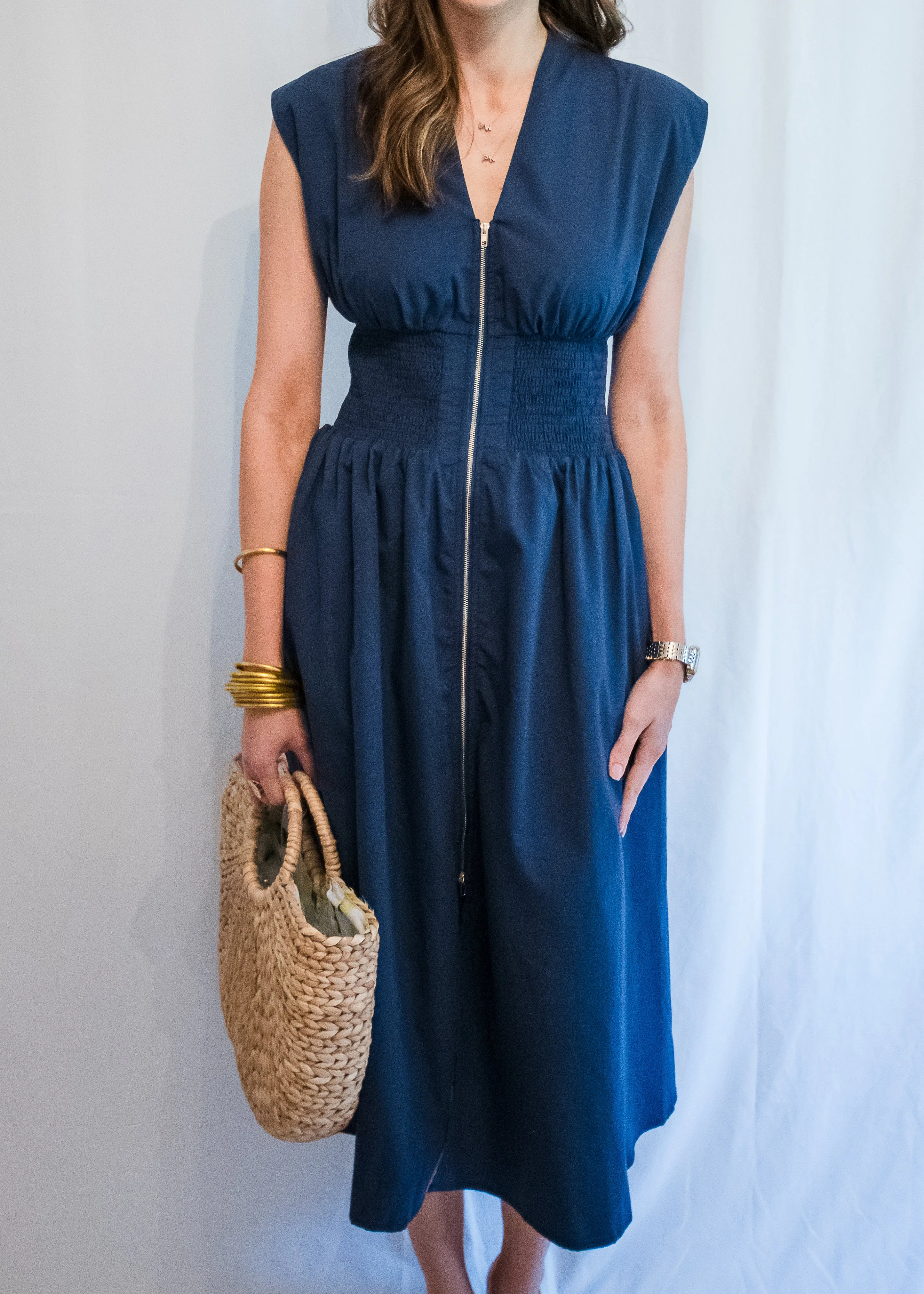 Oh so Chic! Navy Zipper Dress