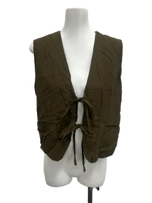 Olive Green Tie Fron Vest