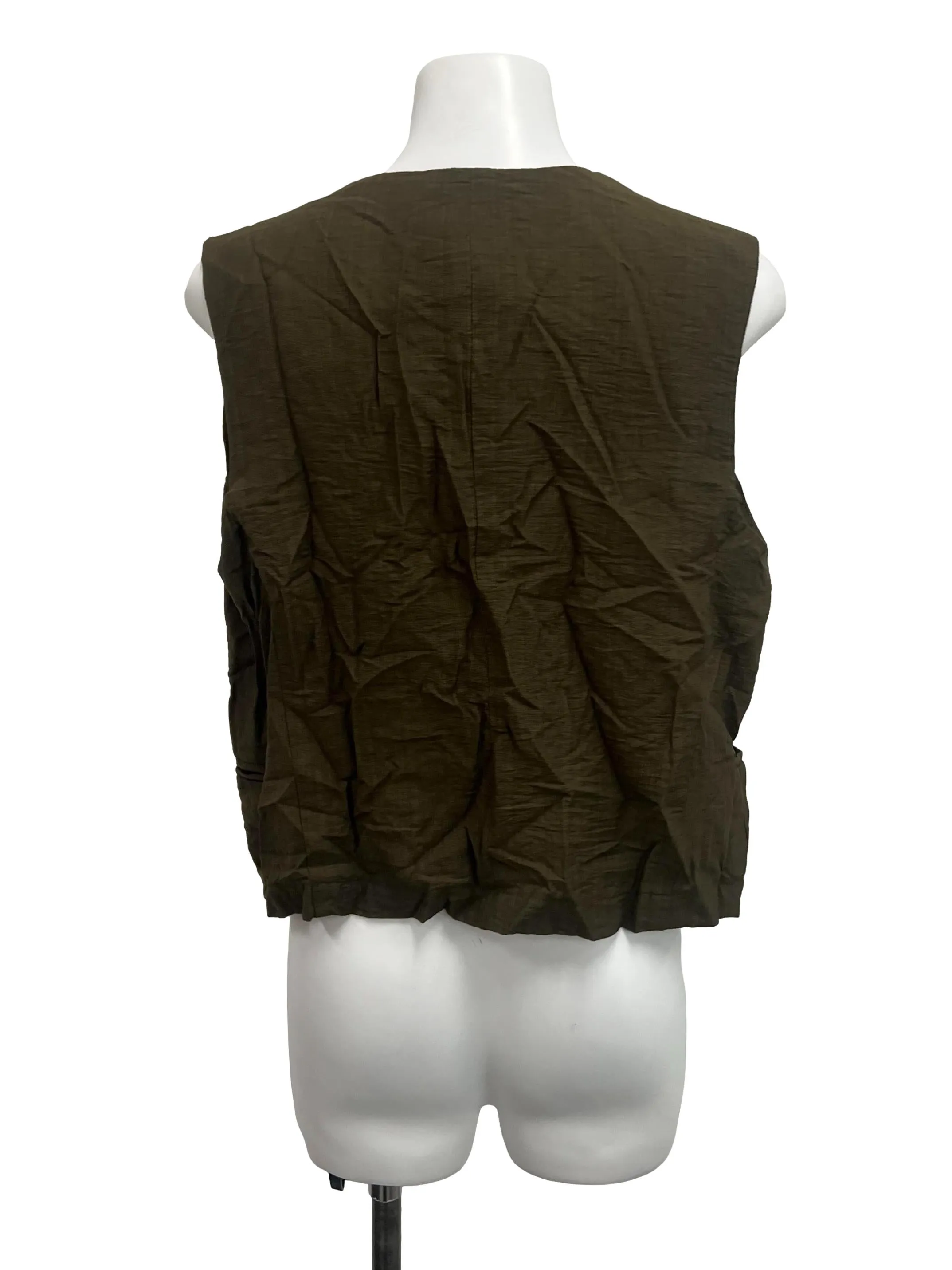 Olive Green Tie Fron Vest