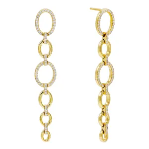 Oval Chain Drop Stud Earring