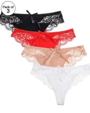 Pack of 3 - Sexy Summer Soft Cotton Net Panty For Ladies