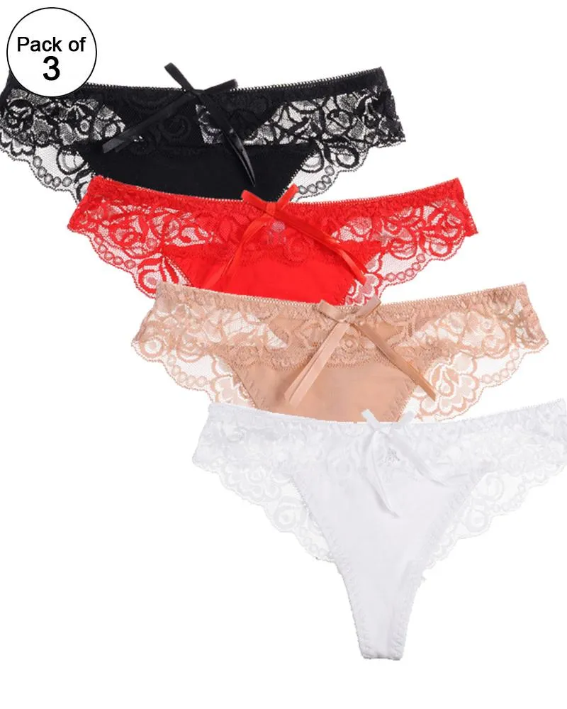 Pack of 3 - Sexy Summer Soft Cotton Net Panty For Ladies