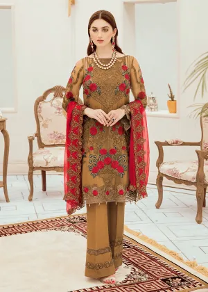 Pakistani chiffon fancy outfit in elegant brown color # P2286