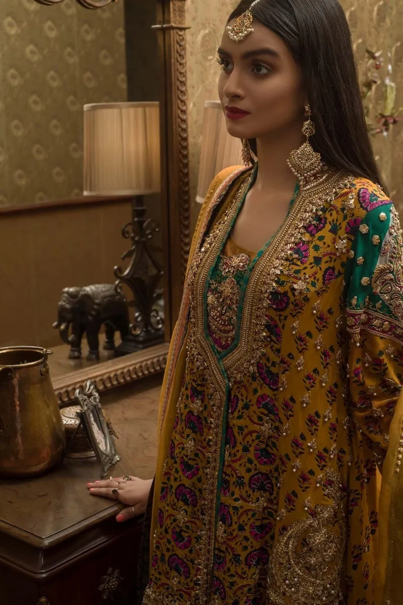 Pakistani Mehndi Party Outfit in Mustard Color #Y2031