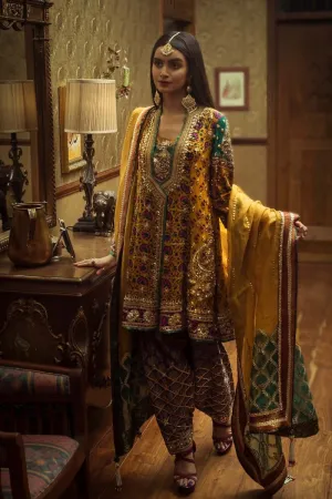 Pakistani Mehndi Party Outfit in Mustard Color #Y2031