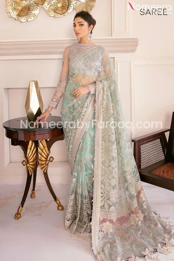 Pakistani Mint Green Dress with Embroidered Work #PN234