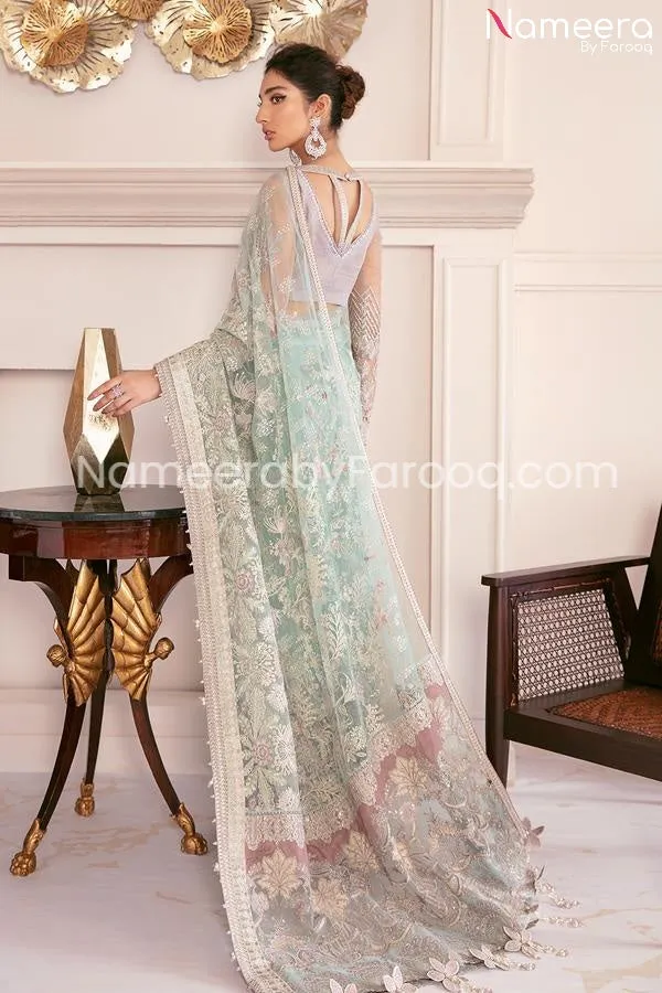 Pakistani Mint Green Dress with Embroidered Work #PN234