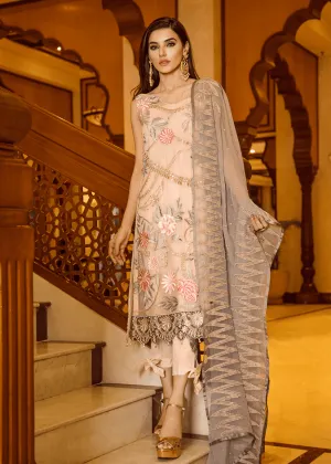 Pakistani sequins embroidered outfit in peach color # P2302
