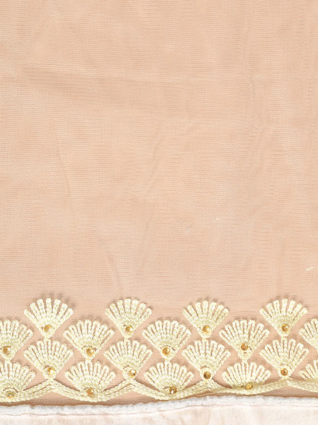 Party Wear Floral Cream Embroidered Net Saree
