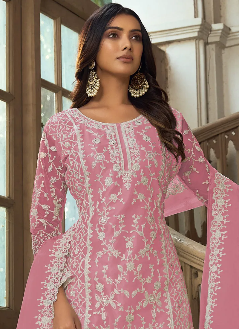Pink Embroidery Pakistani Pant Style Suit