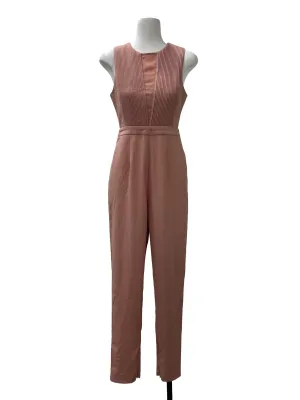 Pink Pleated Slim Cut Jumpsuit
