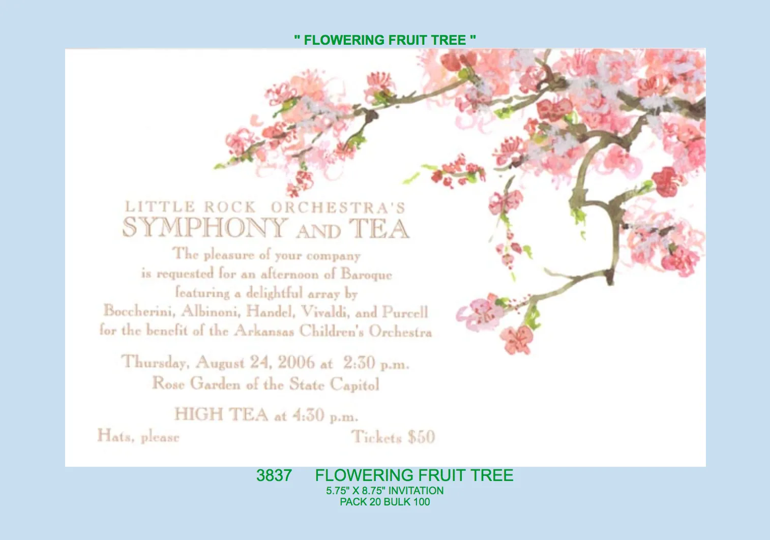 Pink "Flowering Fruit Tree" Spring Invitation
