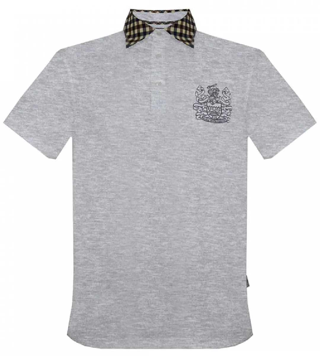 POLO Aquascutum London Casual Mens Poloshirt Check Embroidered NEW! Grey XXL