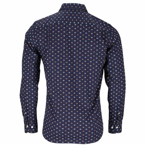 Polo Print Long Sleeve Mens Navy