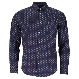 Polo Print Long Sleeve Mens Navy