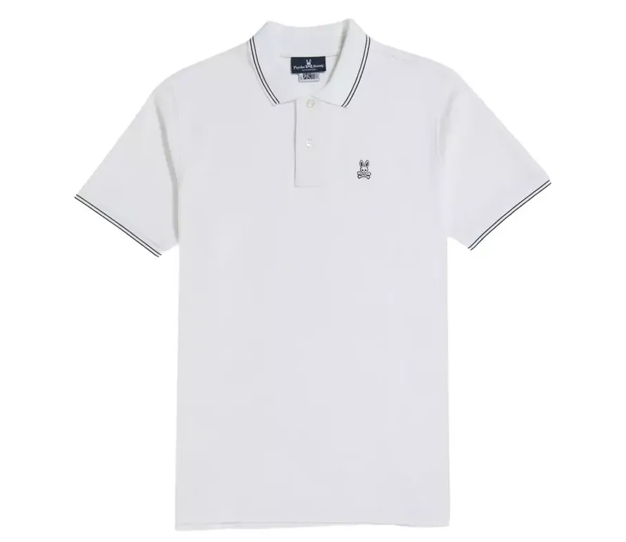 Psycho Bunny Mens Logan Polo White B6K136S1PC-100